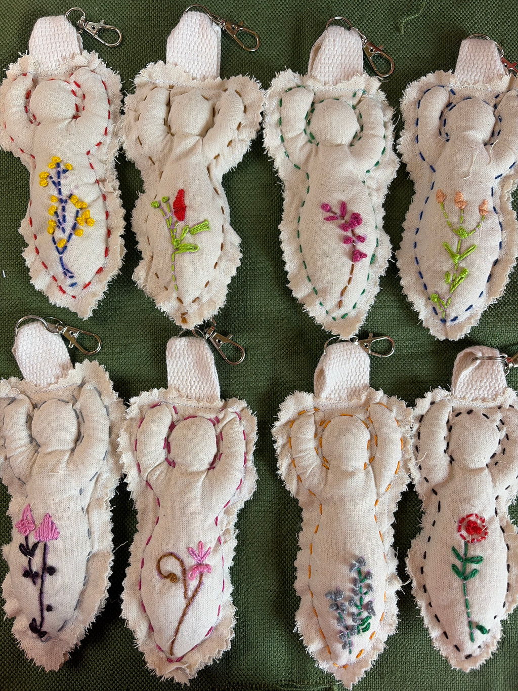 🌿 Embroidered Intention Keychain – Handmade Sacred Doll 🌿