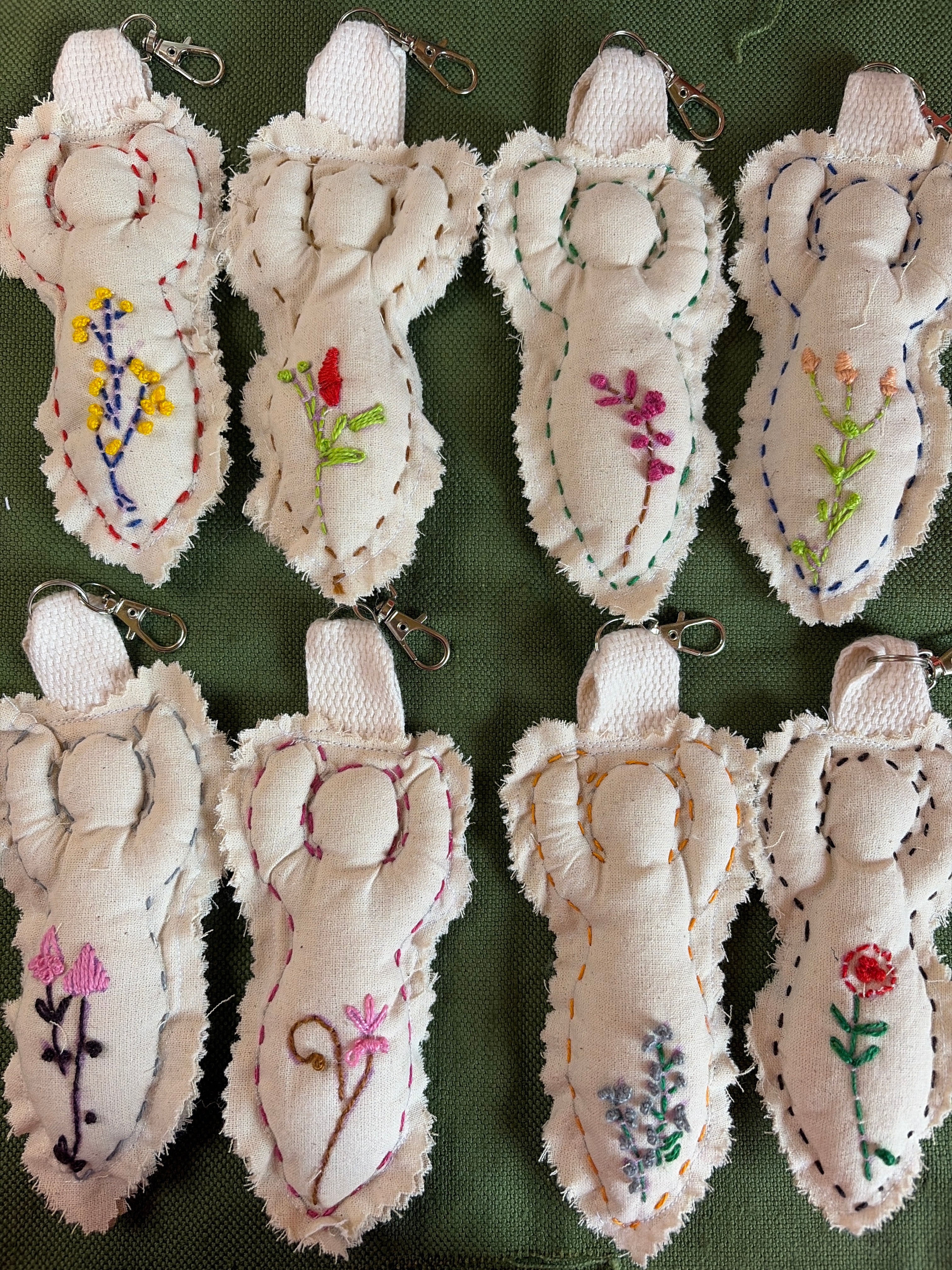 🌿 Embroidered Intention Keychain – Handmade Sacred Doll 🌿