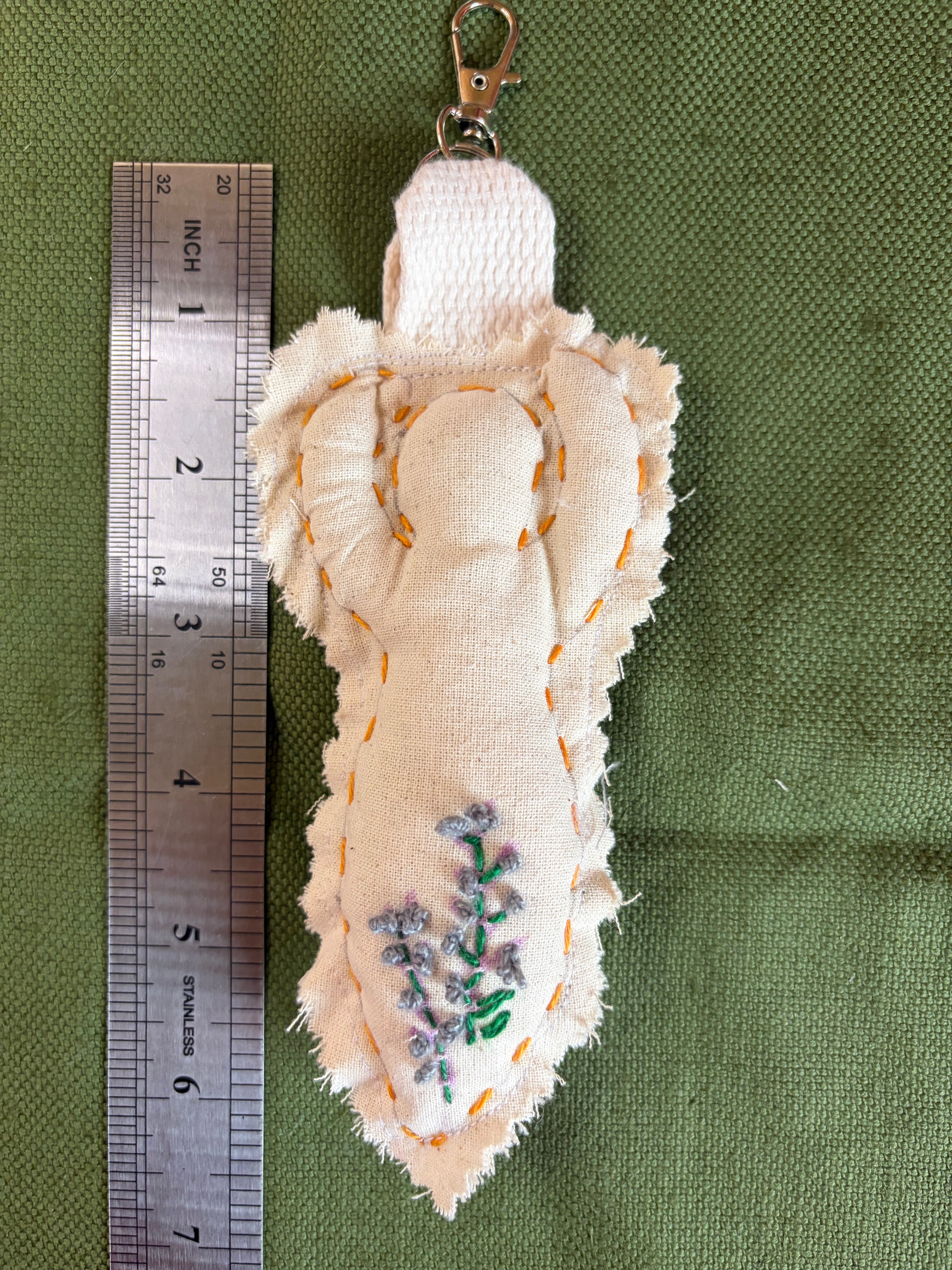 🌿 Embroidered Intention Keychain – Handmade Sacred Doll 🌿