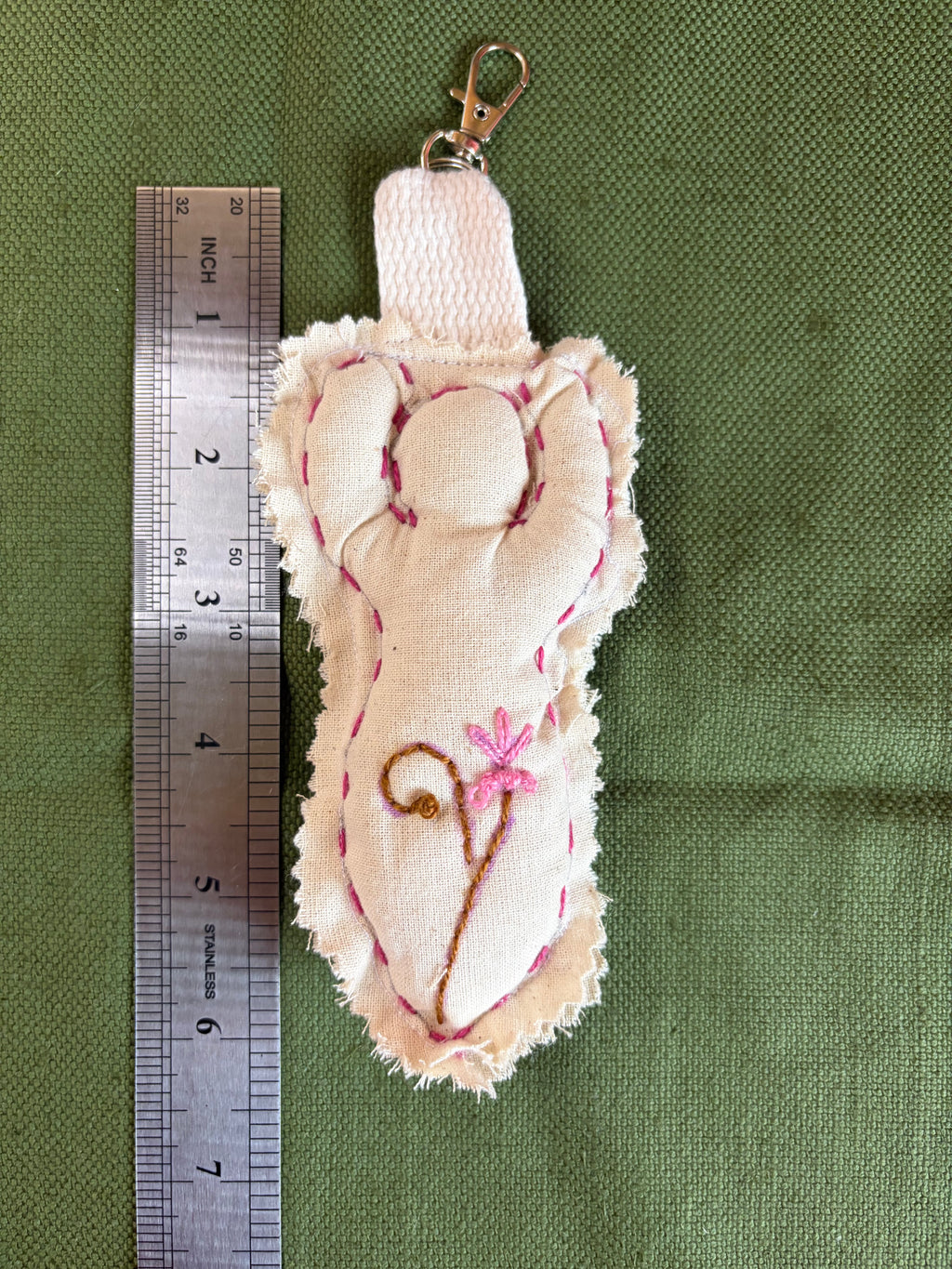 🌿 Embroidered Intention Keychain – Handmade Sacred Doll 🌿