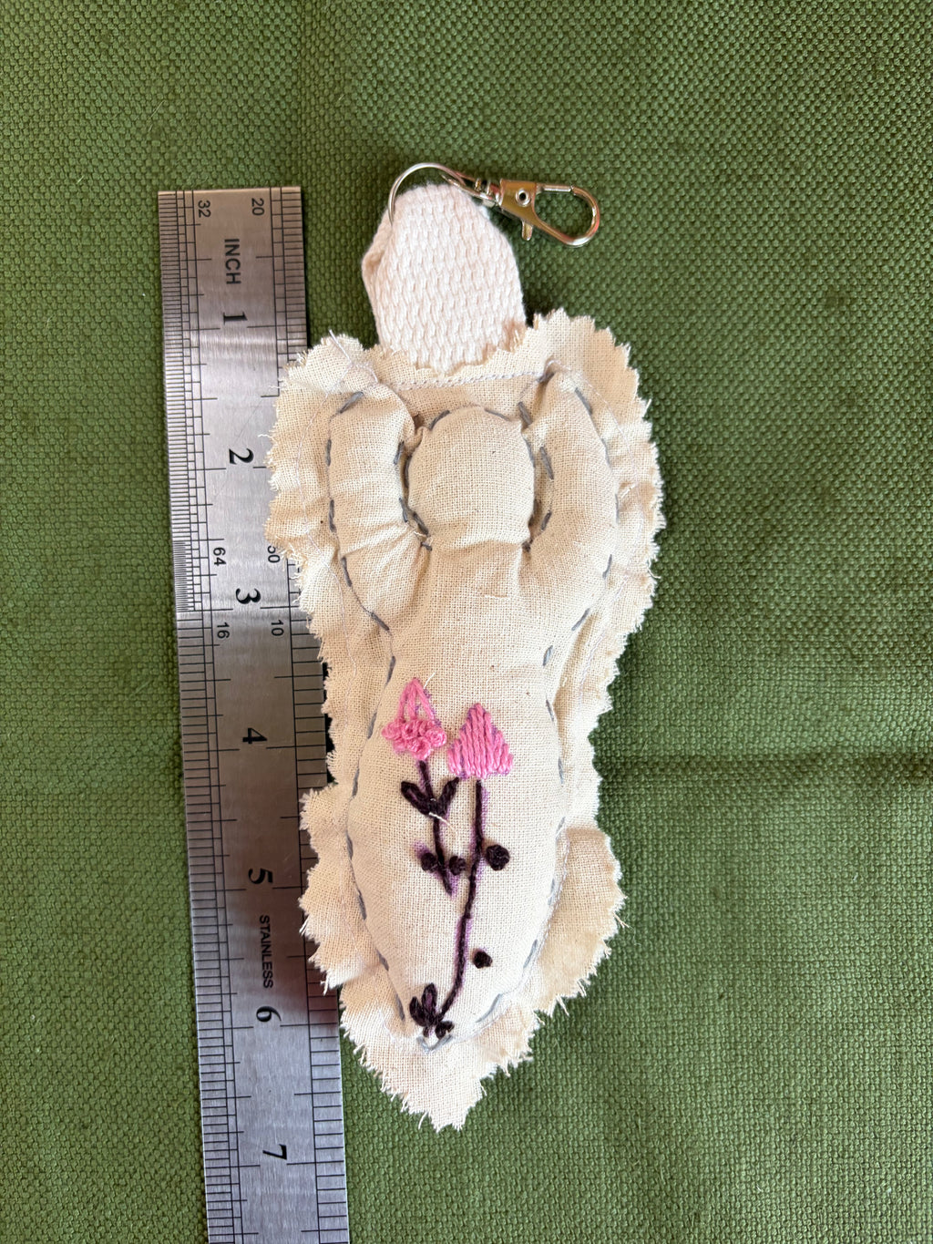 🌿 Embroidered Intention Keychain – Handmade Sacred Doll 🌿