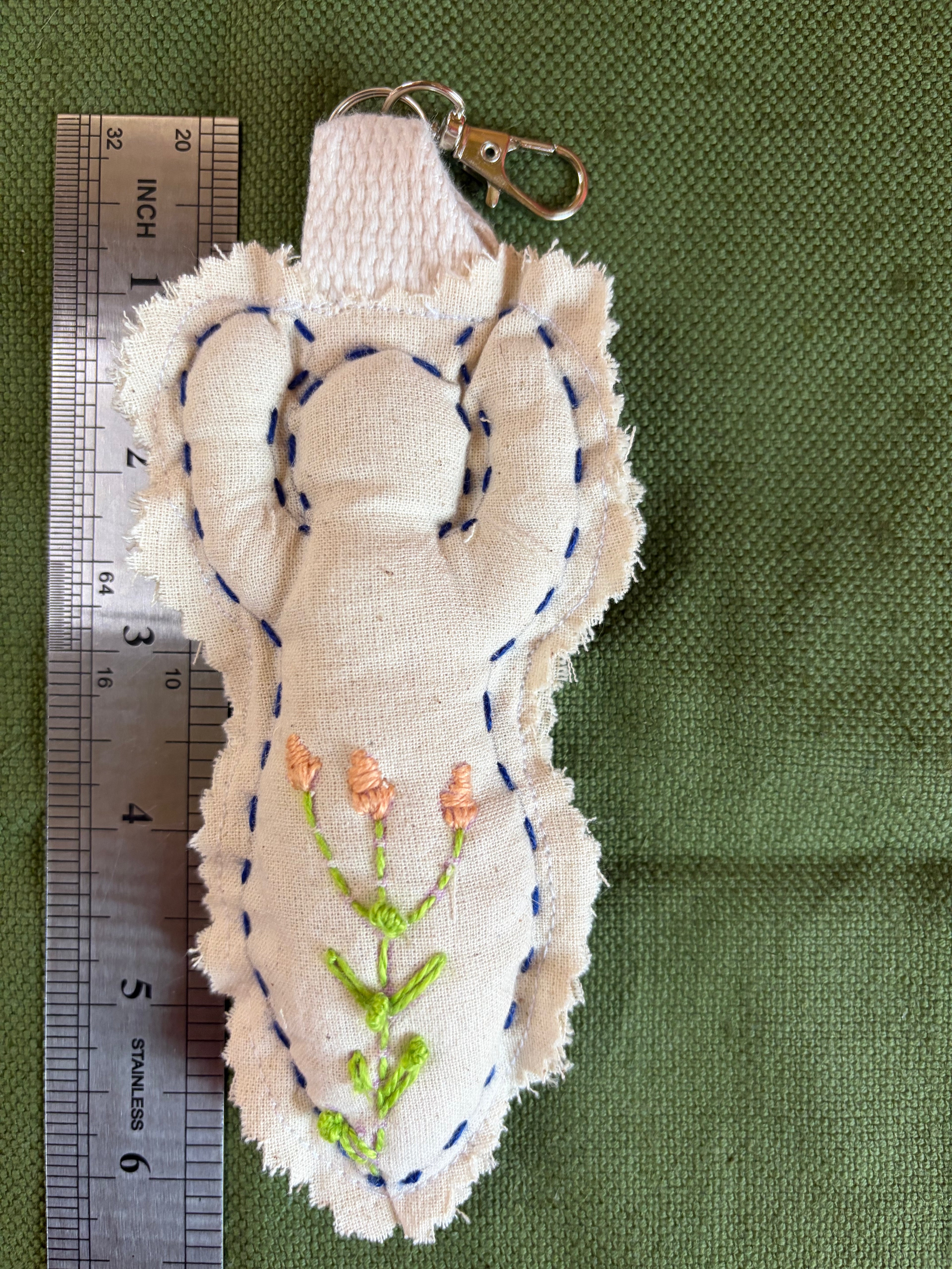 🌿 Embroidered Intention Keychain – Handmade Sacred Doll 🌿