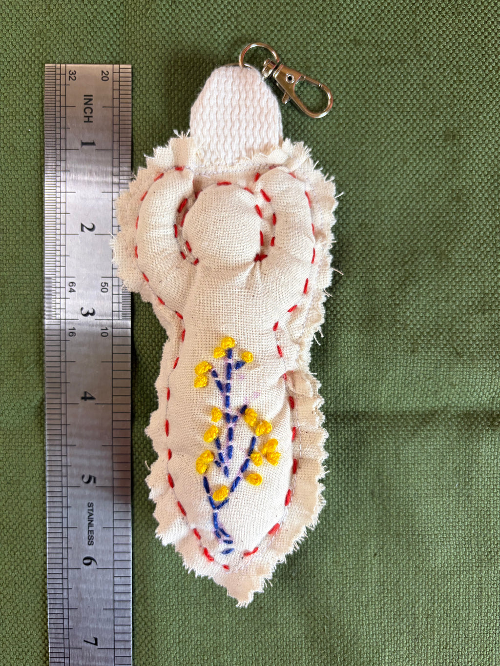 🌿 Embroidered Intention Keychain – Handmade Sacred Doll 🌿