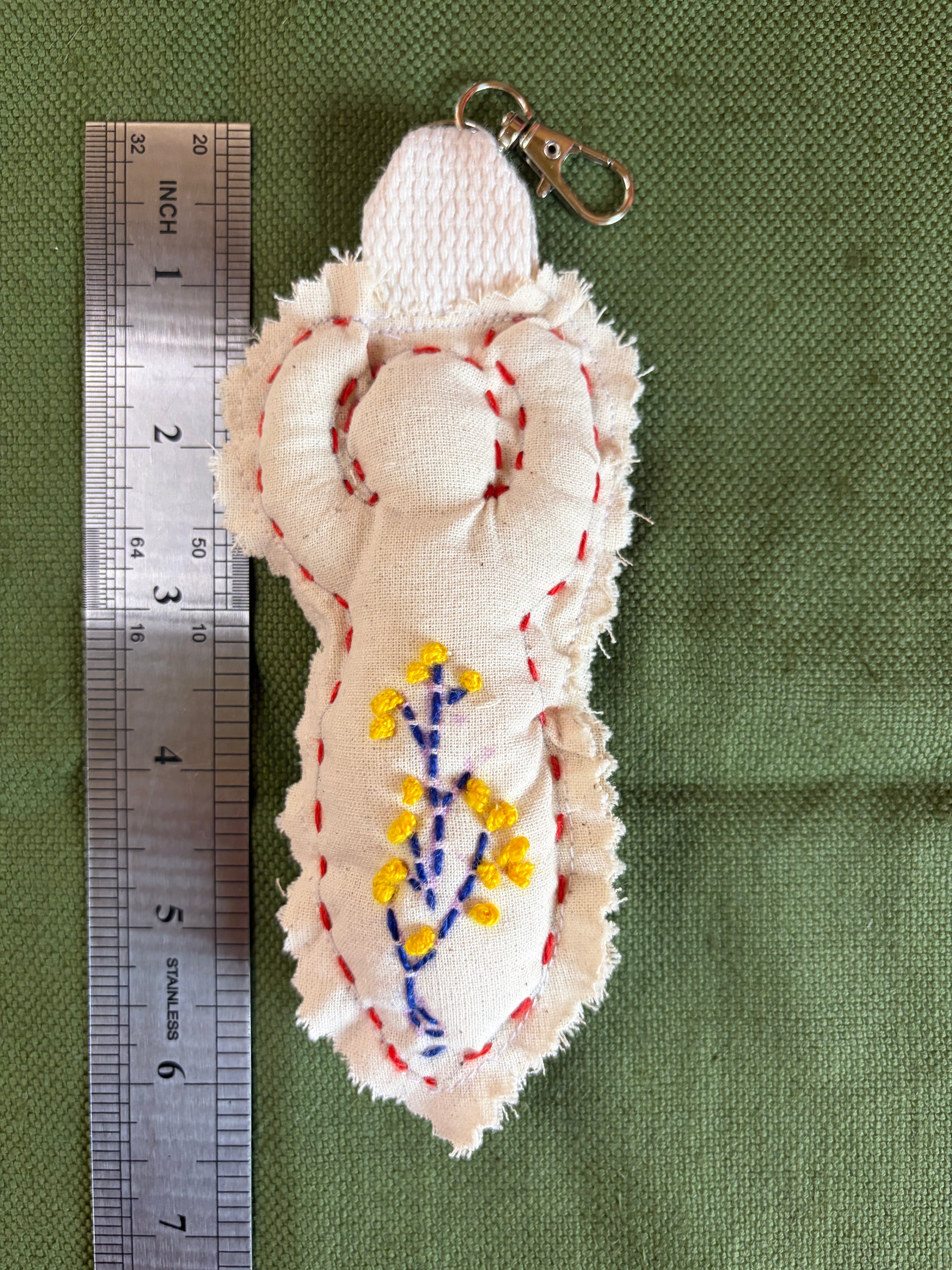 🌿 Embroidered Intention Keychain – Handmade Sacred Doll 🌿